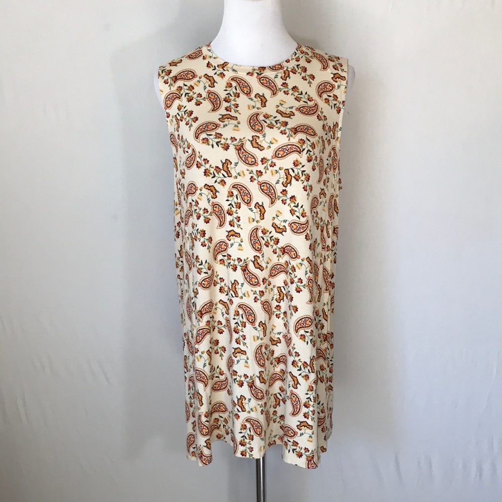 Lane Bryant High Neck Swing Tank Paisley Floral 14 16 NWT Tan Orange